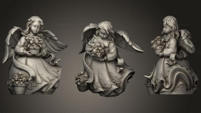 3d модели ангелы (Ангел с цветами в руках, AN_0165) 3D модель для ЧПУ станка